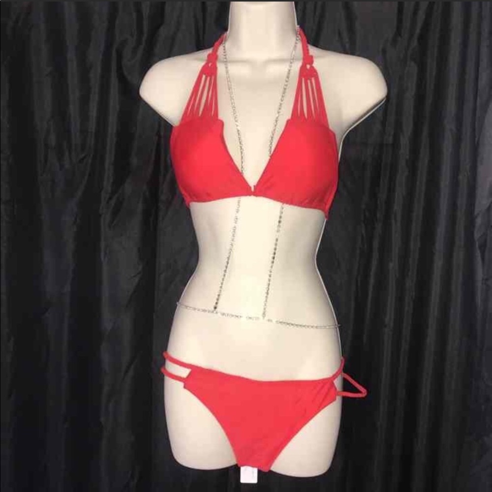 New braided two piece red bikini.